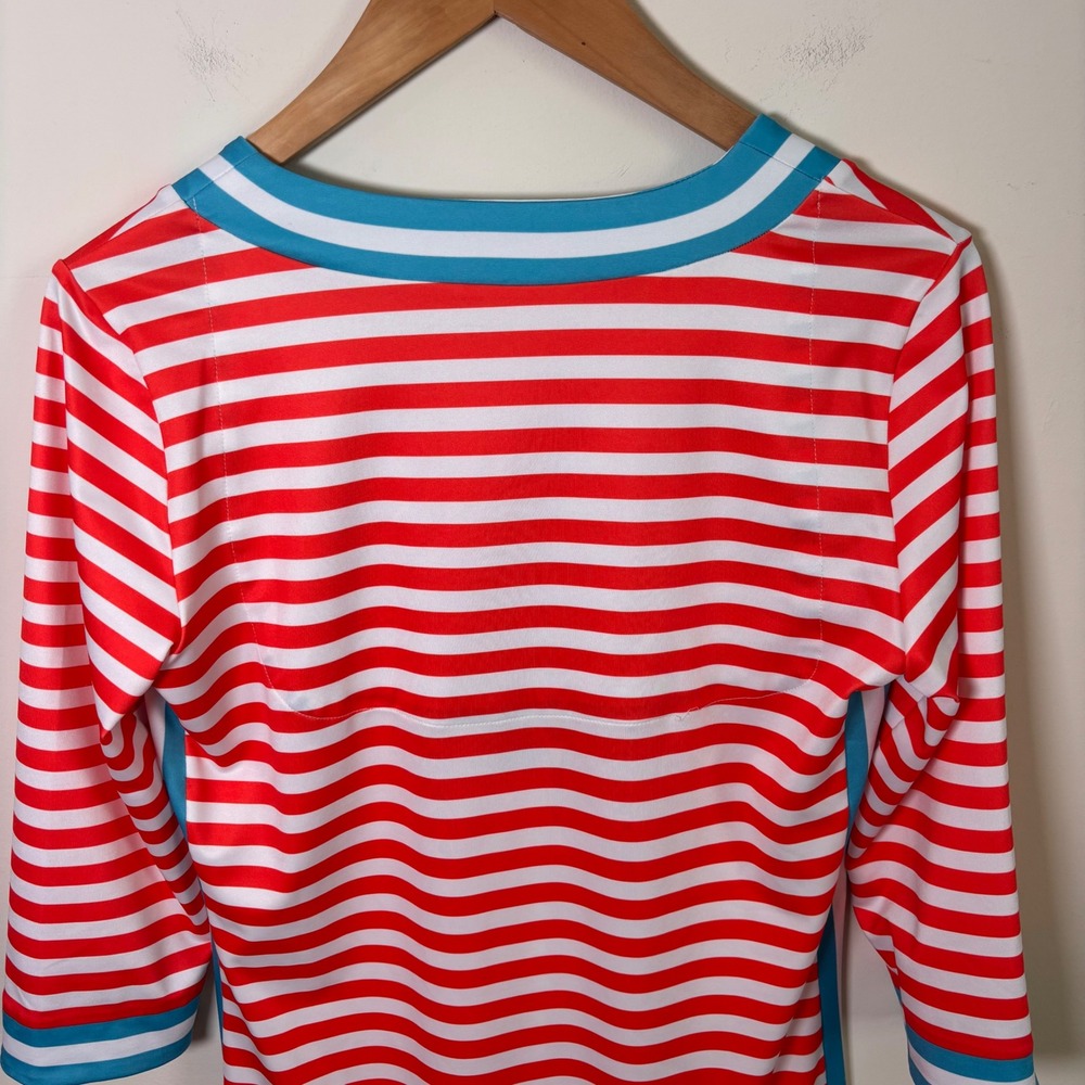 Gretchen Scott Womens Dress Sz XS Orange Blue Stripes - Picture 6 of 9